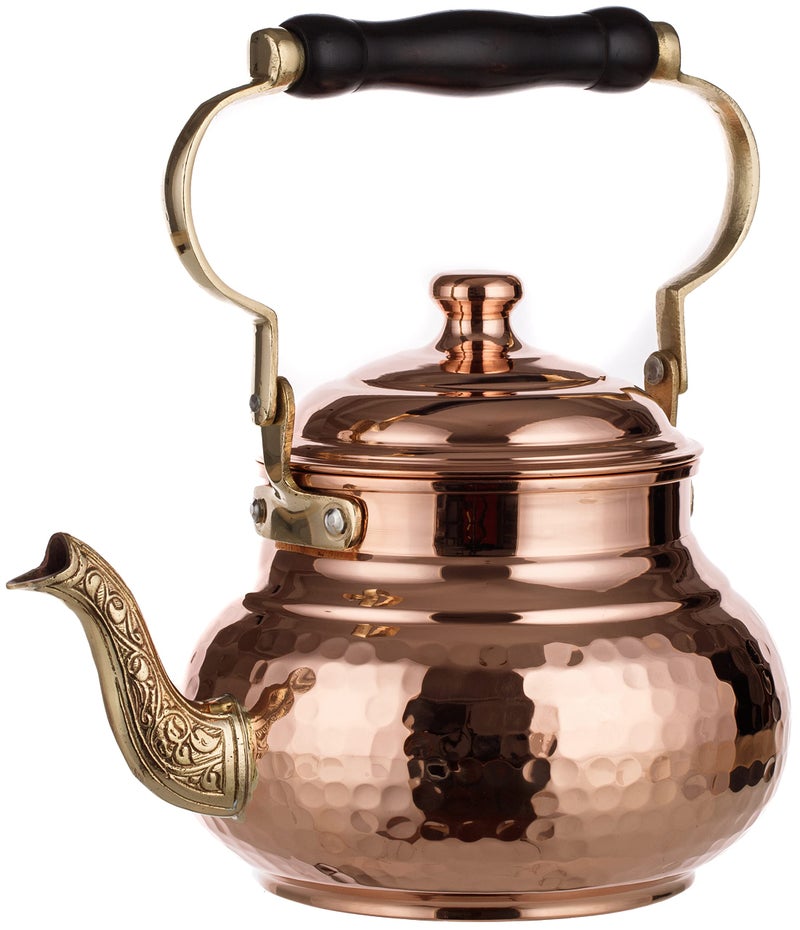 DEMMEX 1mm Thick Hammered Copper Tea Pot Kettle Stovetop Teapot, 1.6-Quart - Image 1
